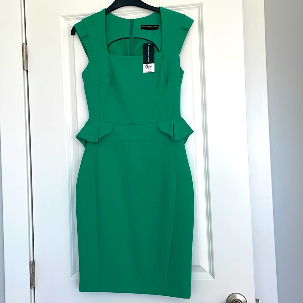 NWT Kelly Green Dorothy Perkins Square Neck Sheath Dress (Fits like US size 0-2)